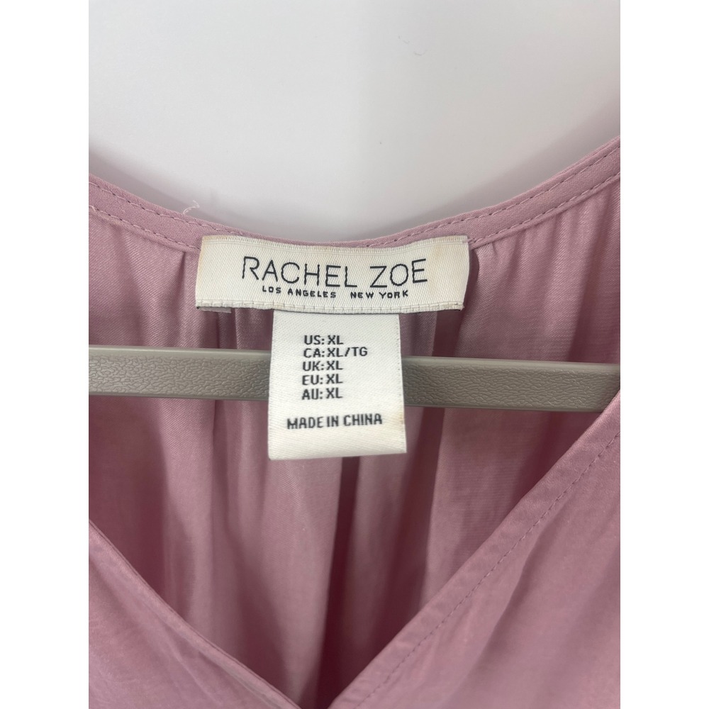 Rachel Zoe Mauve Pink Flutter Sleeve V-Neck Button Front Blouse XL - Picture 2 of 6